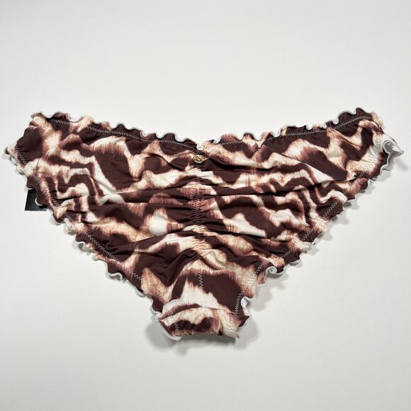 Victoria Secret Large L Bikini Bottom Ruffle Cheeky Ruched Back Wavy Zebra - Picture 3 of 8